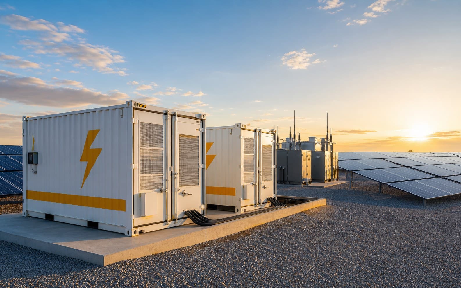 Boyier BESS containers at a photovoltaic plant